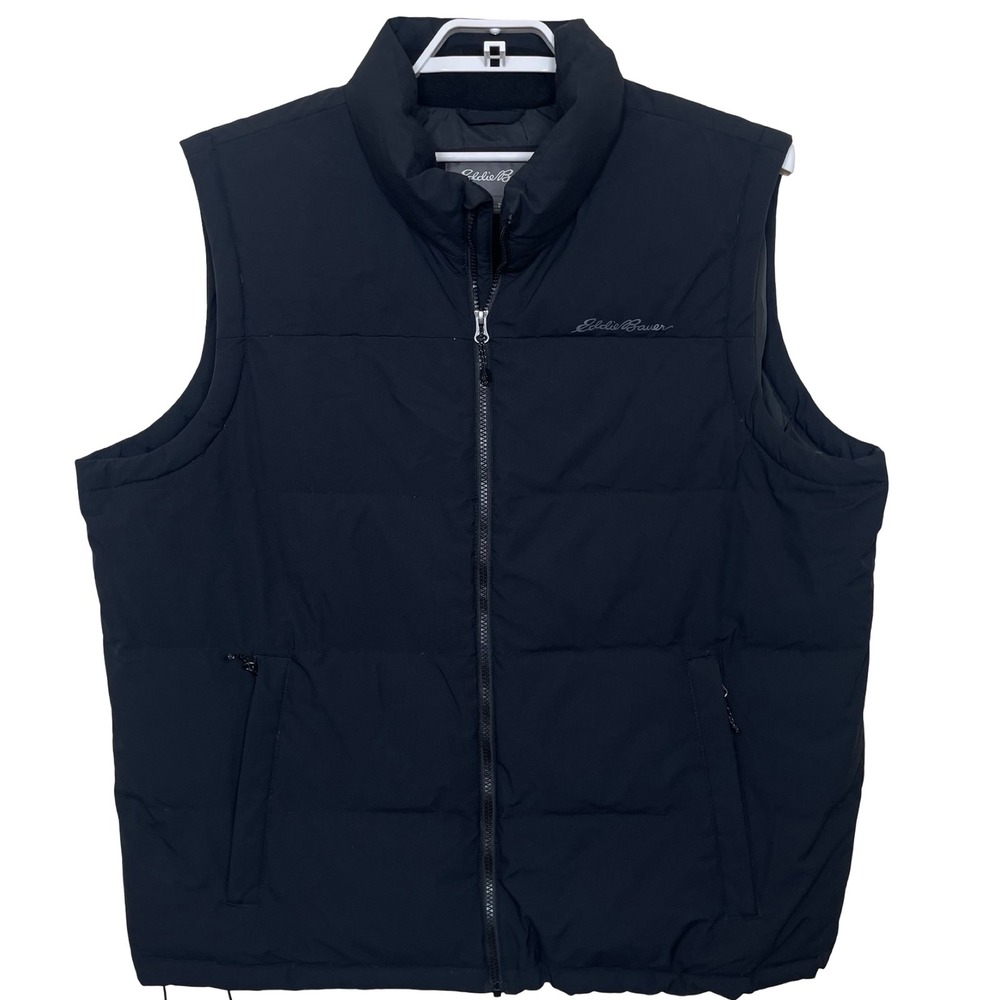 Eddie Bauer Men's EB550 Down Filled Black Puffer Vest 2XL Zip Up Outdoors Hiking